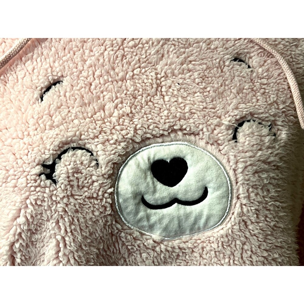 Care Bears Women's M Pink Sherpa Cropped Hoodie Sweatshirt Teddy Fleece Heart - Picture 5 of 8